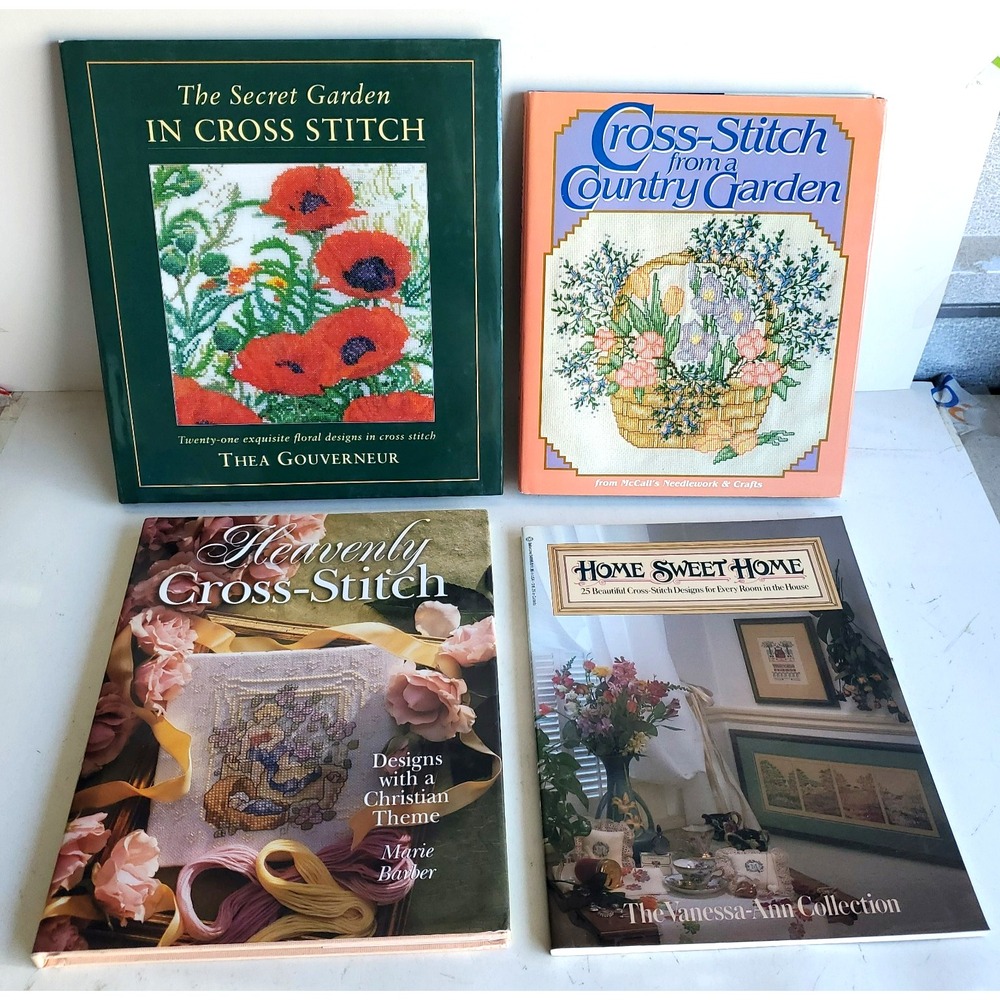 The Secret Garden in Cross Stitch Lot of 4 Country Heavenly Home Sweet Home